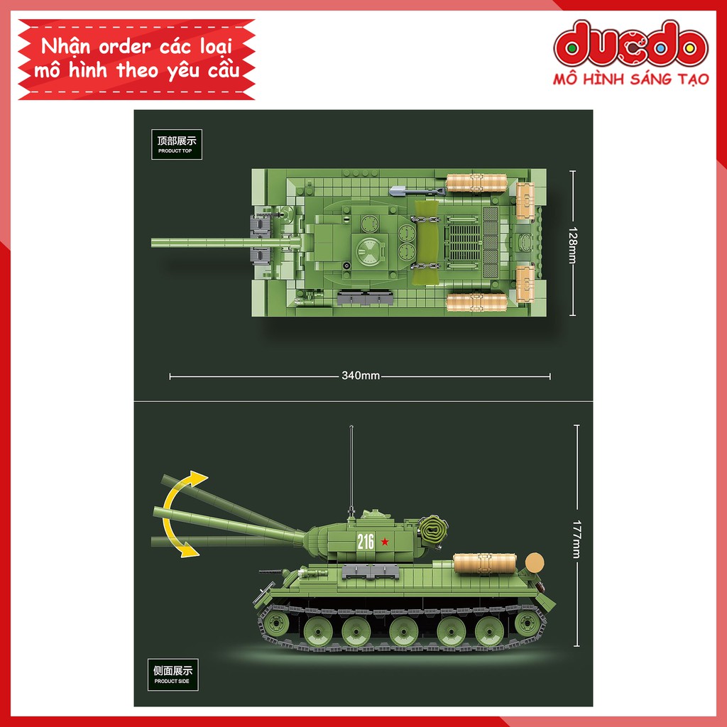 Lắp ghép Siêu tank Liên xô T34 - Đồ chơi Xếp hình Mô hình WW2 QuanGuan 100063