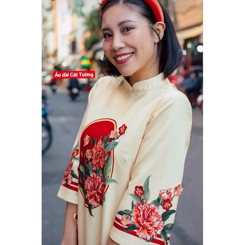 ÁO DÀI CÁCH TÂN THÊU HOA NỔI TẾT 2021 - NHƯ Ý CÁT TƯỜNG | BigBuy360 - bigbuy360.vn