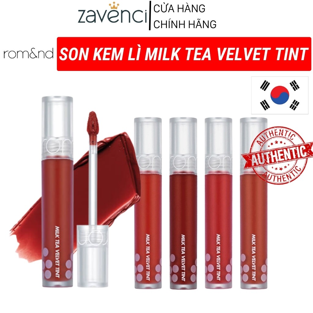 Son Kem Lì ROMAND Milk Tea Velvet Tint Bền Màu Hương Chocolate ( 4g )