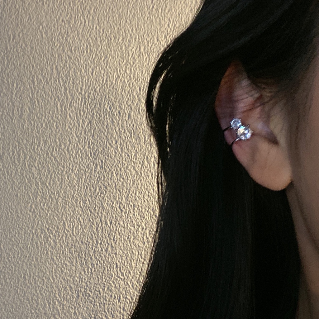 Khuyên kẹp vành tai đính kim cương nhân tạo phong cách Harajuku sành điệu cho nữ