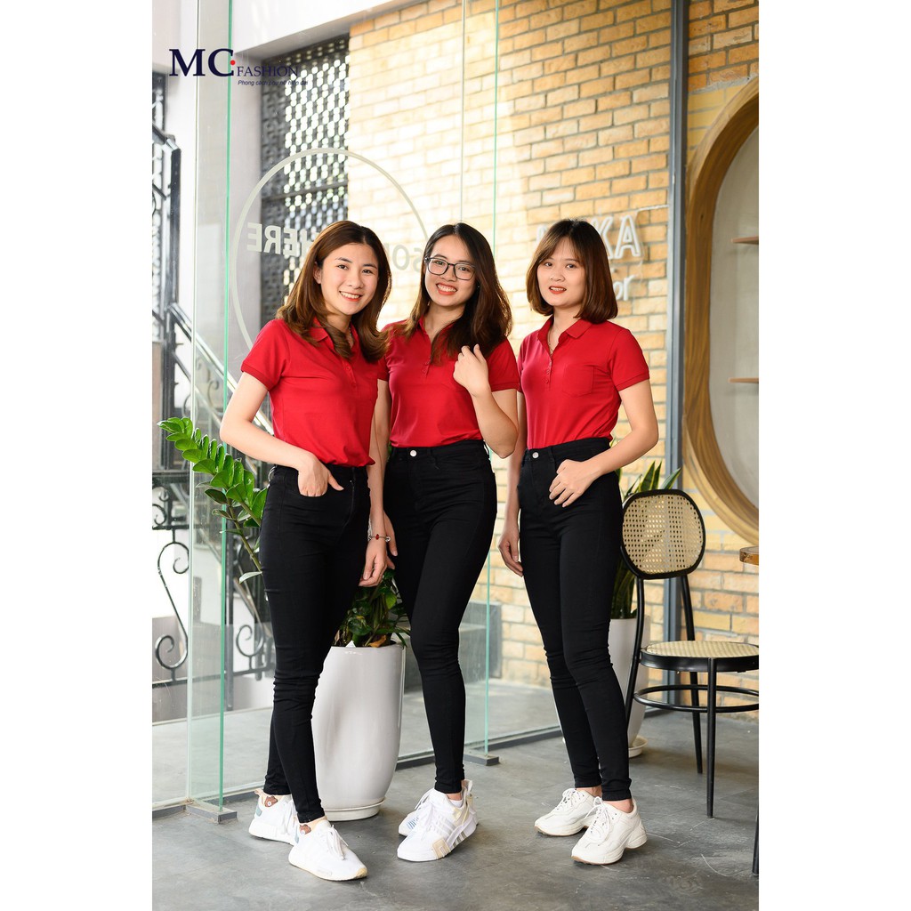 Áo Phông Polo Cổ Đức - Áo Phông Đỏ 1 Màu AP 206