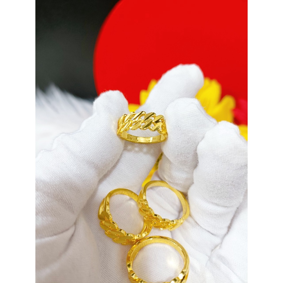 Nhẫn trơn chạm mạ 24k cao cấp E02