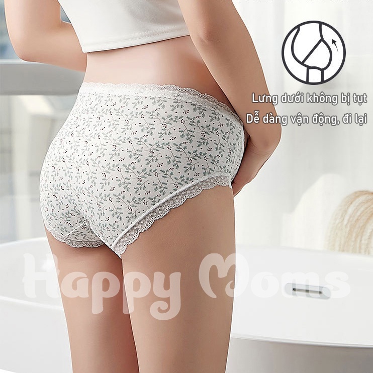 Set 4 Quần Lót Bầu Ren Cotton HAPPY MOM Kháng Khuẩn Mềm Mịn, Co Giãn Tốt