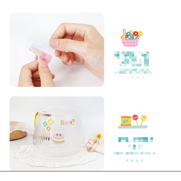 Set 40 giấy dán sticker gấu, thỏ, cô gái dễ thương