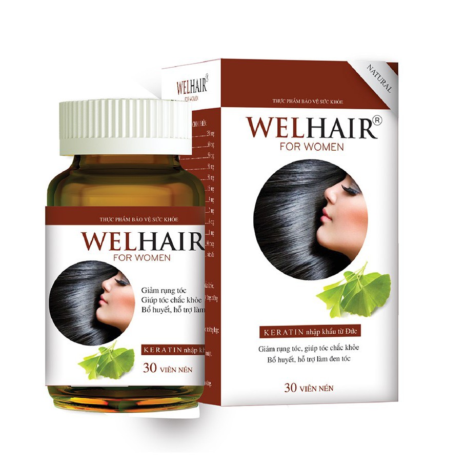 [COMBO BỘ CHĂM SÓC TÓC] WELHAIR FOR WOMEN- Giảm rụng tóc, giúp tóc chắc khỏe