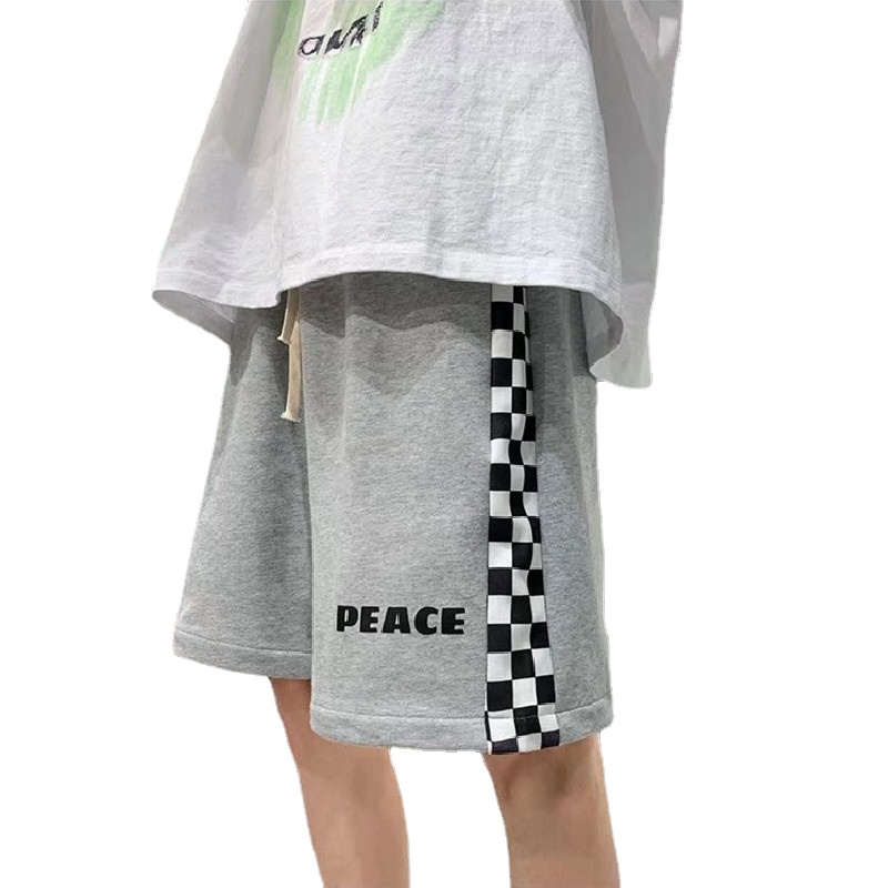 Quần ngắn ống rộng Thoải Mái Họa Tiết Kẻ Sọc Phong Cách Hip Hop Đường Phố Hàn Quốc Cỡ M-3XL Cho Nam