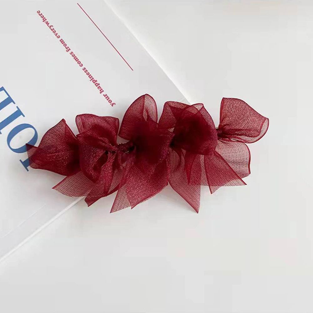 Kẹp tóc hình nơ phối lưới phong cách Hàn Quốc đơn giản thời trang cho nữ