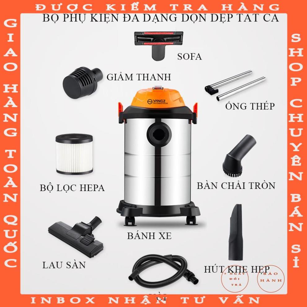 Máy hút bụi công nghiệp, máy hút bụi gia đình công suất lớn 1200W, dung tích 15L tích hợp 3 chế độ Khô - Ướt- Thổi