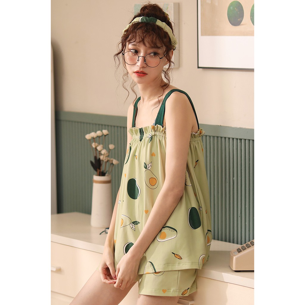 Bộ đùi 2 dây siêu đáng yêu, họa tiết cute, chất vải cotton 100% mềm mịn, thoáng mát, mặc cực kỳ dễ chịu,  size M-2XL