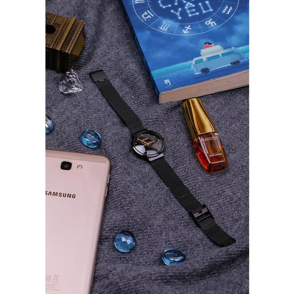 Đồng hồ cặp Julius Ja426 dây thép (đen)