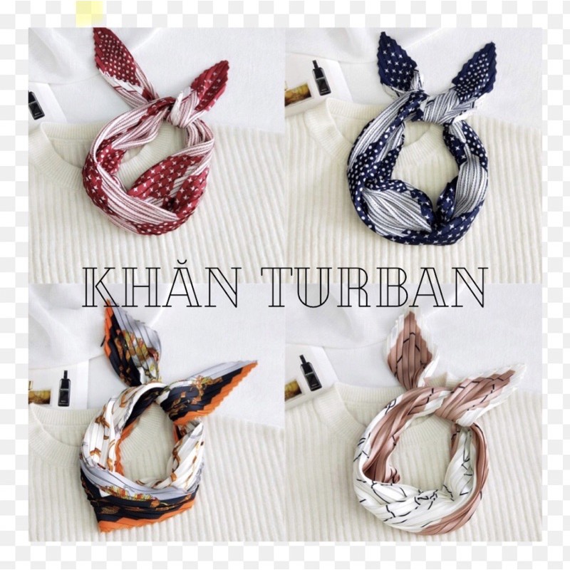 Khăn choàng cổ xếp ly thanh lịch Khăn turban lụa dập ly