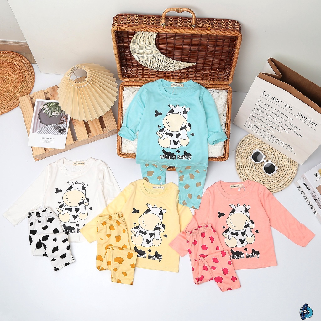 Bộ Thu Đông Cho Bé - Bộ Thun Lạnh Dài Tay Minky Mom - Co Giãn Tốt, Mềm Mịn, Đáng Yêu Ngộ Nghĩnh (BA08)