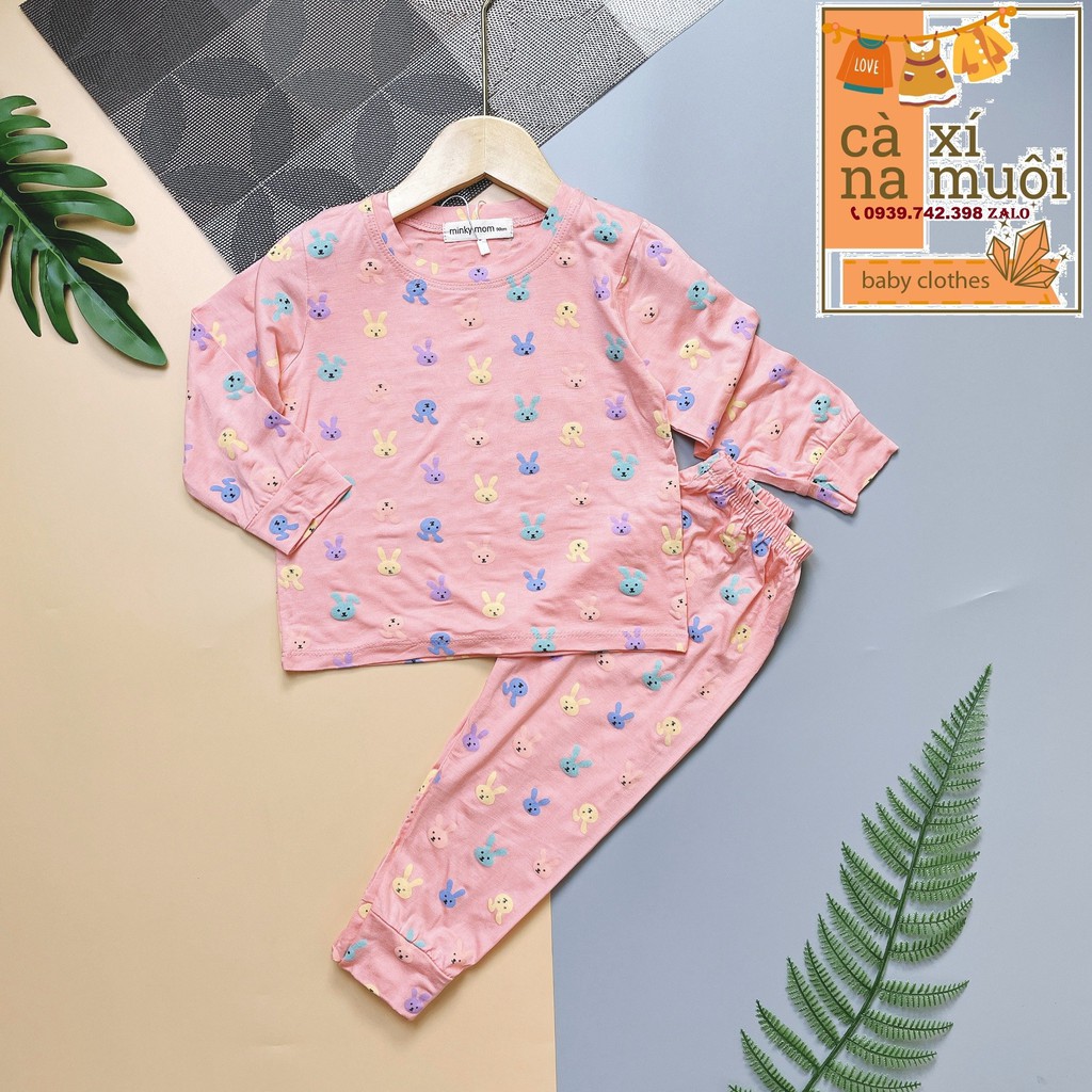 Bộ Minky Mom Thun Lạnh Dài TayFREE SHIP Hàng Chuẩn Họa Tiết Dể Thương Cho Bé Gái Bé Trai, Đủ Màu