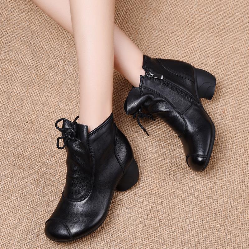 Giày Bốt Da Đế Dày Phong Cách Retro Thời Trang Thu Đông Cho Nữ