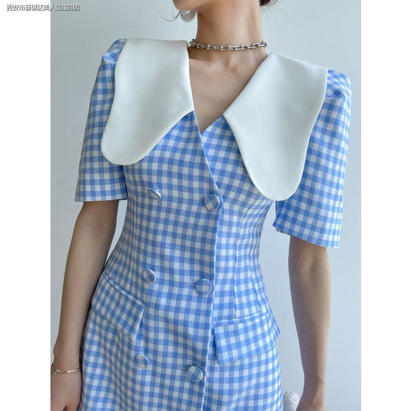 Đầm Ngắn Họa Tiết Kẻ Sọc Phong Cách Cổ Điển Thời Trang Mùa Hè Mới 2022 Dành Cho Nữ