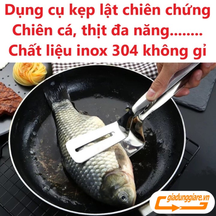 Dụng cụ kẹp và lật thịt , kẹp cá chiên, xẻng chiên trứng , kẹp thực phẩm nóng đa năng loại lớn inox 304 cao cấp siêu bền