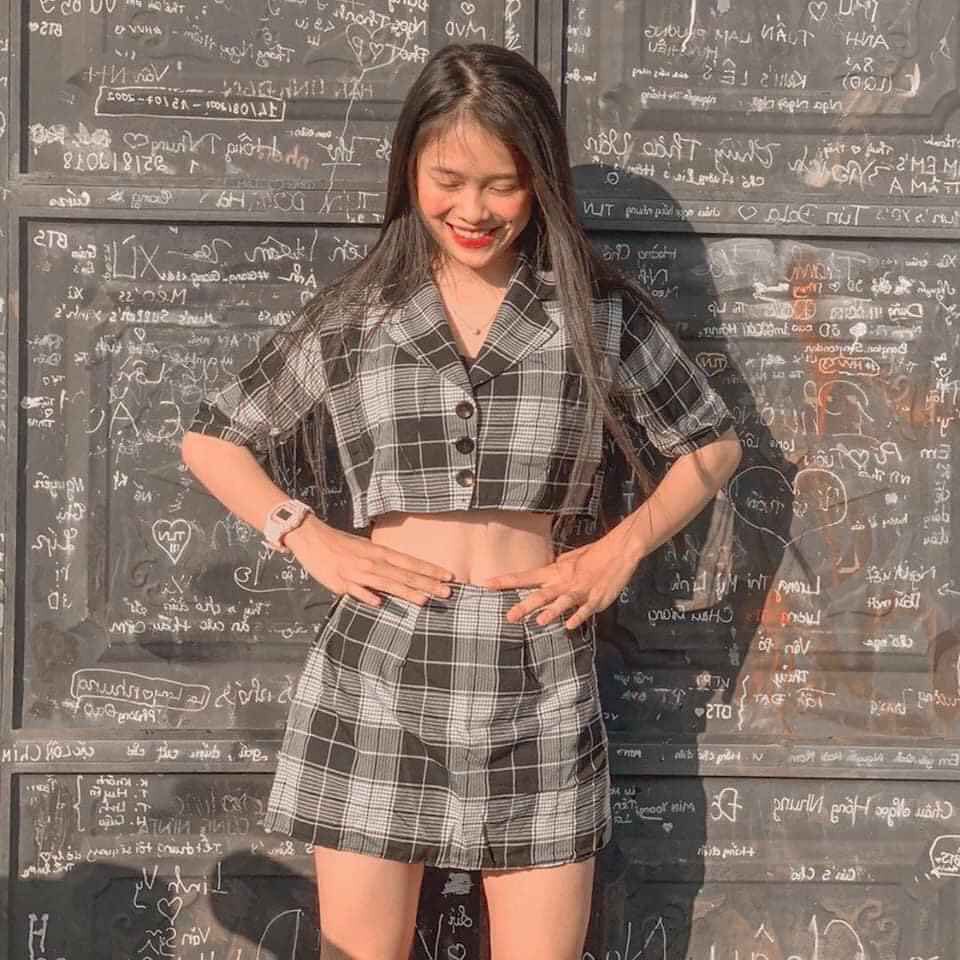 SET VÁY CHÂN VÁY KẺ / SET ÁO VEST CRT MIX CHÂN VÁY KẺ VINTAGE | BigBuy360 - bigbuy360.vn