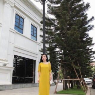 Váy maxi thun lệch vai