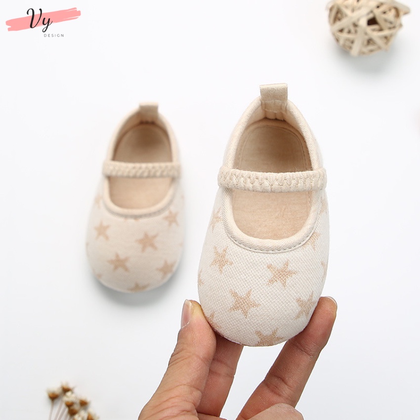 Giầy Tập Đi Cho Bé VY DESIGN. Giầy Cho Bé Sơ Sinh 0 12 Tháng Chống Trượt, Êm Mềm, Chất Liệu Cotton Tự Nhiên
