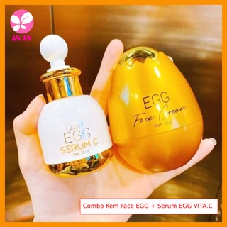 Combo kem face egg 35gr + serum egg vita c skin care 45ml - hàng chính hãng