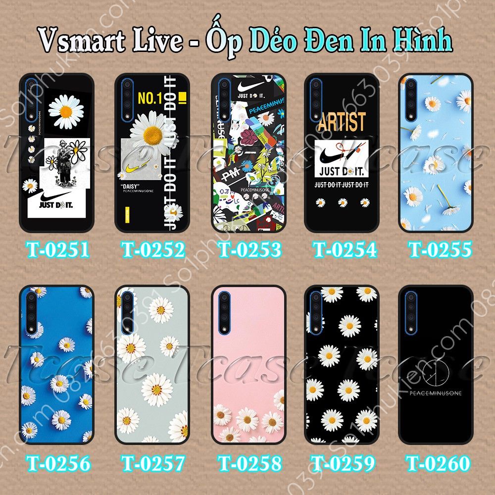 Ốp lưng dẻo đen Vsmart Live in hình Hoa Cúc Hot Trend