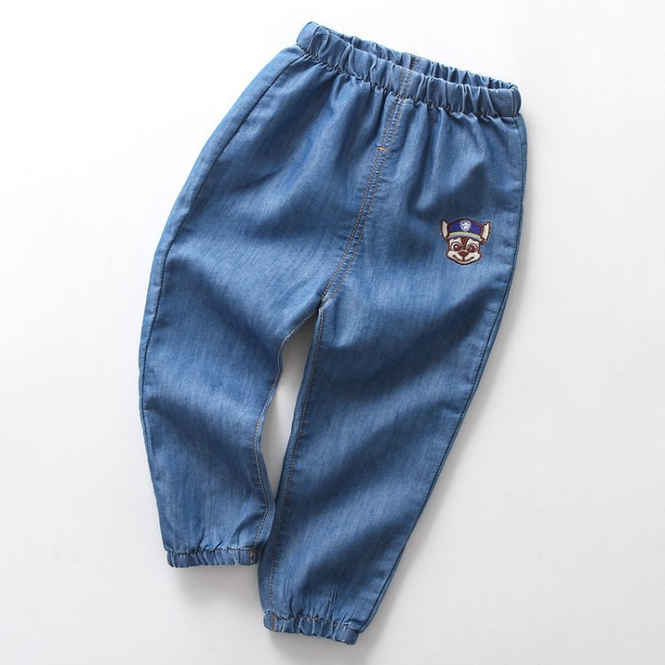 Quần jean lưng thun dáng dài thêu họa tiết xinh xắn cho bé