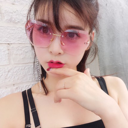 Fashion Frameless Sunglasses Women UV400 With Metal Frame