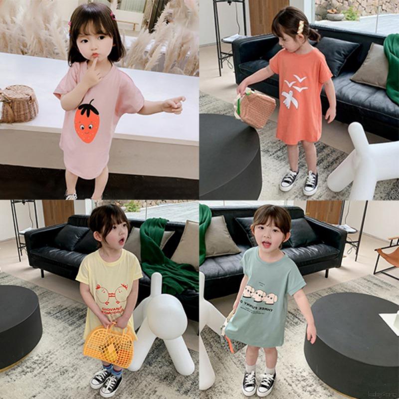 Đầm Thun In Hình Hoạt Hình Cho Bé Gái