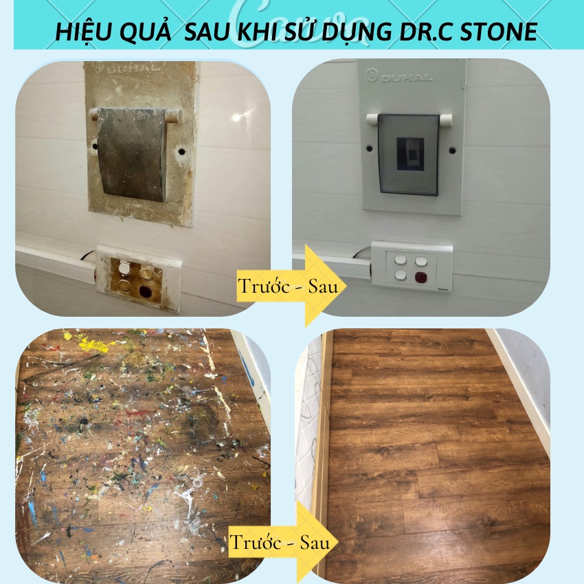 Làm sạch và bảo dưỡng bàn đá, sàn đá , tường sơn, bề mặt sơn bẩn Dr. C STONE, Chính hãng, chai 500 ml