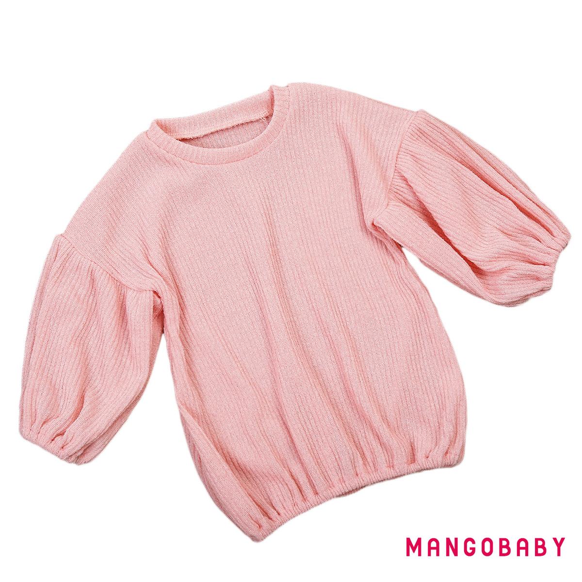 Áo Sweater Màu Trơn Tay Phồng Đáng Yêu Cho Bé Gái