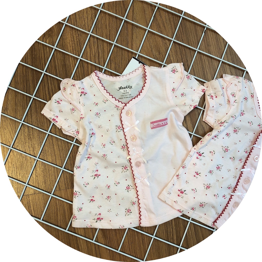 Áo Sơ Sinh Bé Gái Cộc Tay Cotton Mềm Mại Hàng Quảng Châu Siêu Xinh