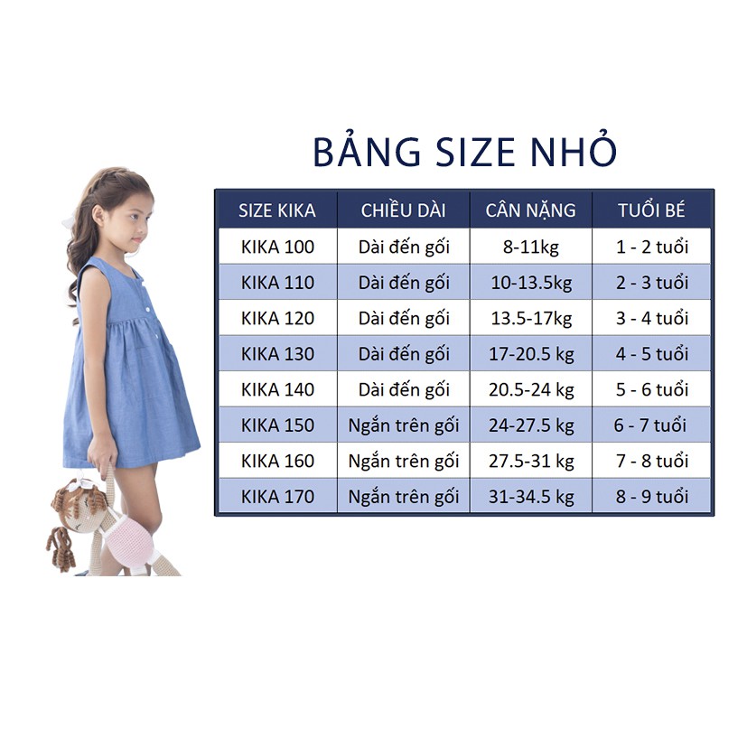 [KIKA] Váy đầm bé gái linen tay ngắn. Từ 8kg đến 34kg - K029, K031, K032, K033