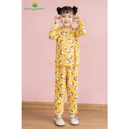 Bộ pijama lanh quần dài áo dài tay bé gái B70.2102- Thời trang gia đình VT