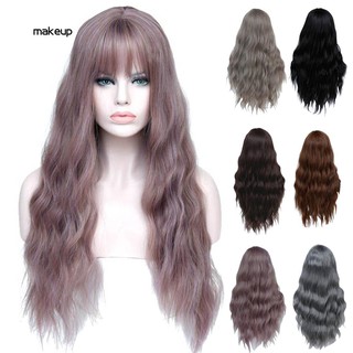 Bộ tóc giả dài mái ngang nhuộm màu Ombre thời trang cá tính dành cho nữ