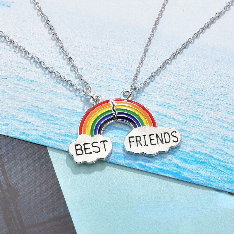 Set 2 Vòng cổ mặt hình đám mây phối chữ Best Friend thời trang cho cặp đôi