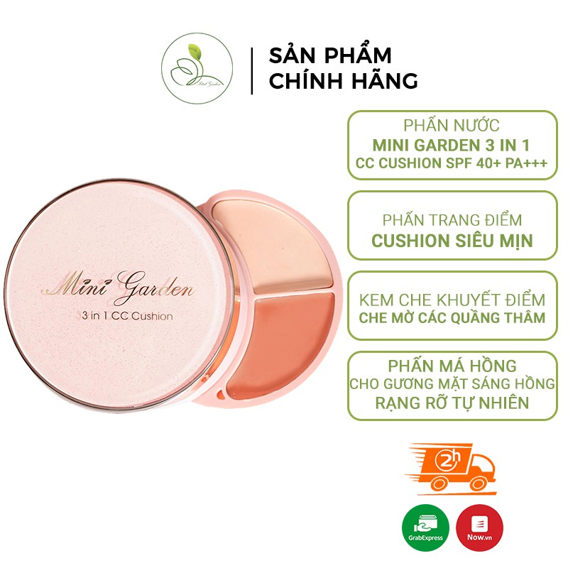 Phấn Nước Mini Garden 3 In 1 CC Cushion SPF 40+ PA+++ ( 1 lõi x 12g) PV991