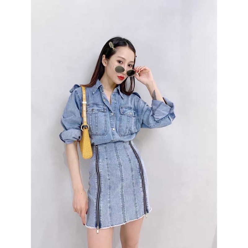 (Xả còn 1 chiếc) Đầm jean phong cách