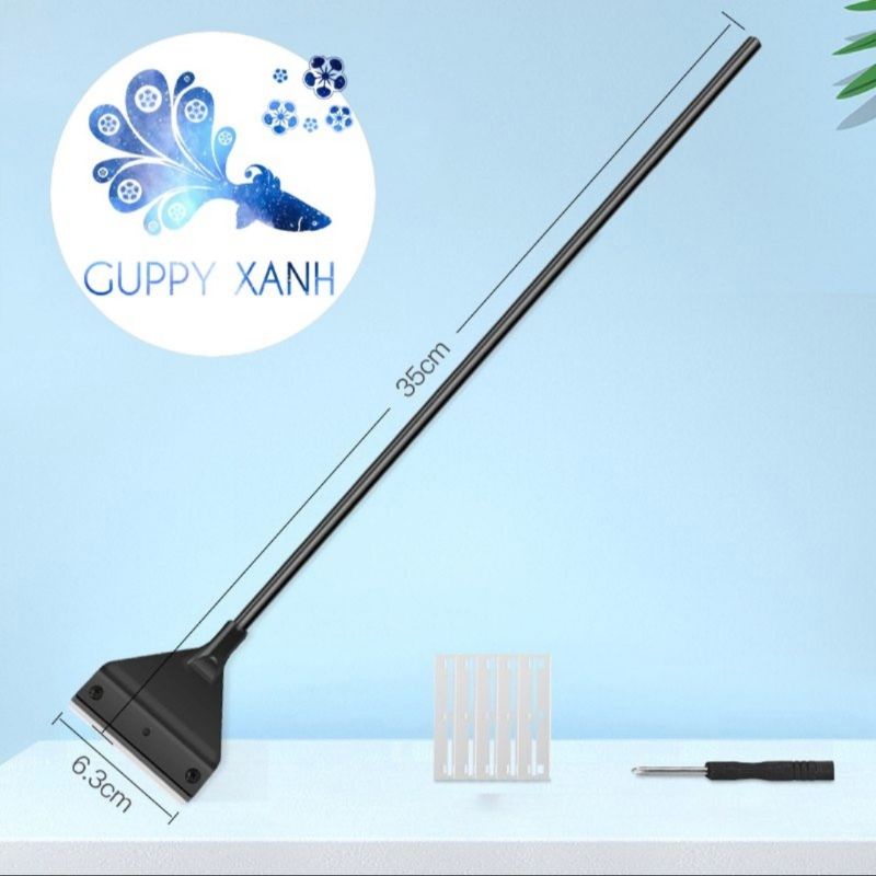 Cây Cạo Rêu Thủy Sinh Inox QANVEE Q1 Q3 - Tặng Kèm 10 Lưỡi Cạo Chuyên Dụng cho cây size lớn