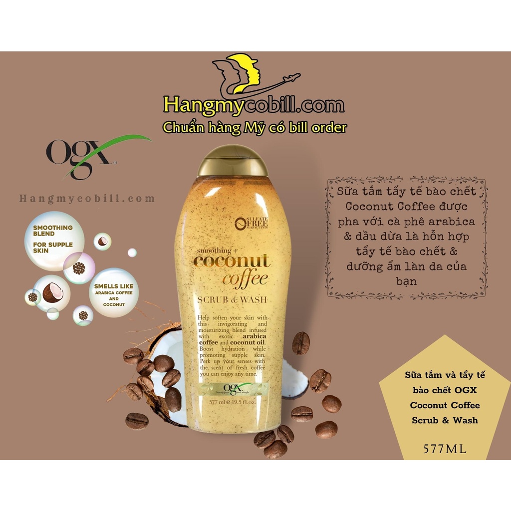 Sữa tắm OGX tẩy tế bào chết - dưỡng da - 577ml