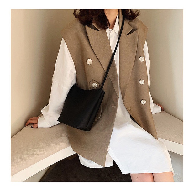 Mini Leather small bag women's summer Korean style all-match shoulder bag fashion crossbody bucket bag