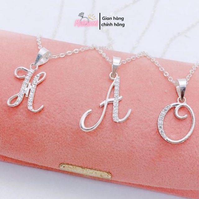 Dây chuyền mặt chữ cái Bạc , Thiết kế mới nhất của Mainomi Shop Bạc Xinh, đính đá mặt chữ tạo nét thu hút mới lạ