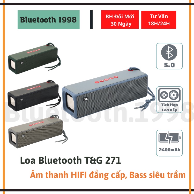 Loa bluetooth không dây công suất lớn âm siêu trầm pin trâu hỗ trợ bluetooth, thẻ nhớ, USB, AUX