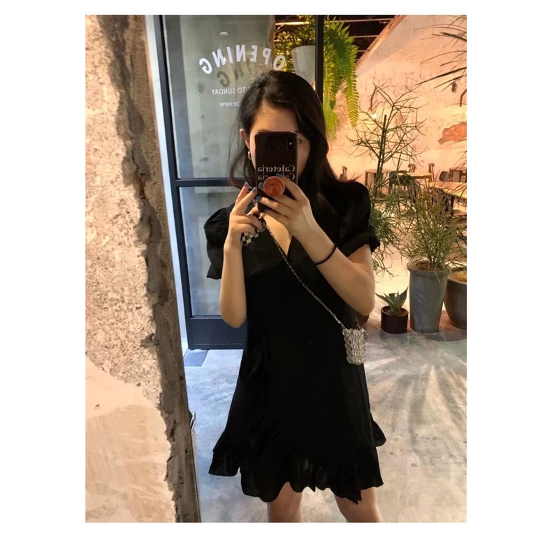 Đầm Chữ a Màu Đen Trơn Phong Cách Pháp Thời Trang Cho Nữ