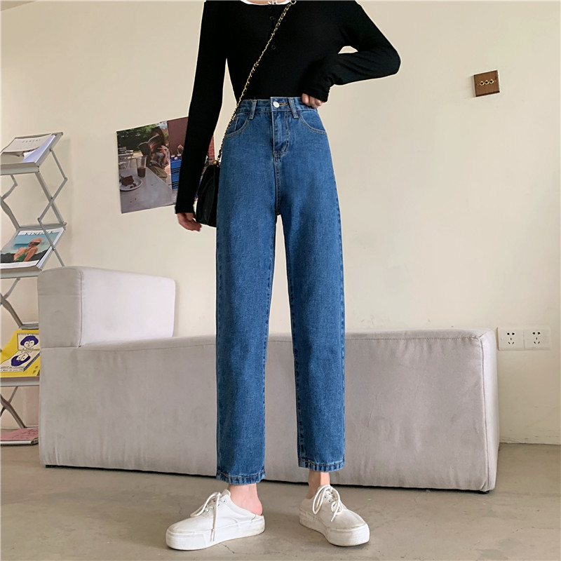 SUXI Quần jeans lưng cao thiết kế ôm dáng theo phong cách Hàn Quốc