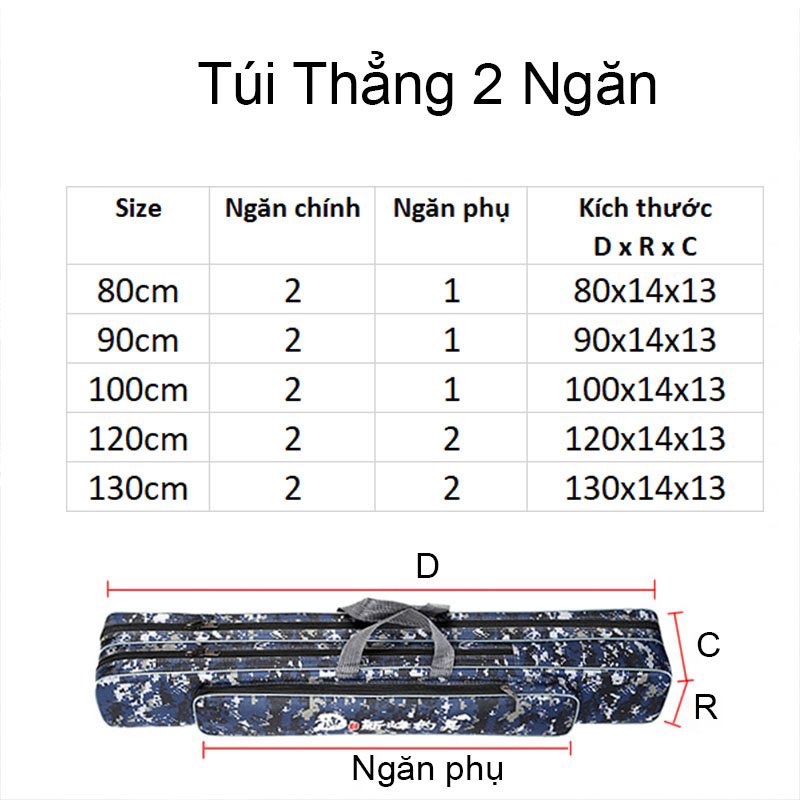 Bao đựng cần câu cá, bao đựng cần câu đa năng 2 ngăn dài 80-120cm màu dàn di cao cấp