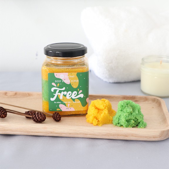 Combo Muối tắm gội BareSoul Free Body-Hair Scrub 300g + Son dưỡng không màu BareSoul Best Kisser Lip Balm &amp; Mask hộp 10g