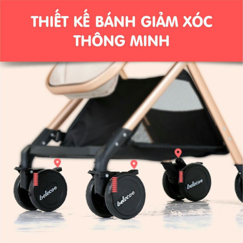 [GÍA SIÊU RẺ] Xe đẩy 2 chiều 3 tư thế gấp gọn Belecoo hàng chính hãng