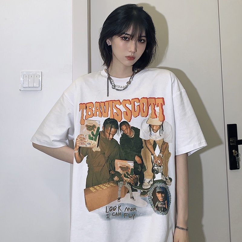 Áo Thun Tay Ngắn Cổ Tròn Dáng Rộng In Hình Thời Trang Vintage Dành Cho Nữ