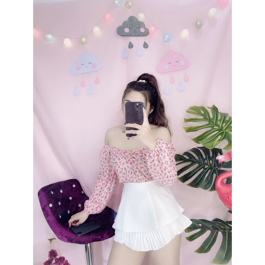 Áo Kiểu Nữ Viền In Bông Tay Dài Thời Trang Mới SP Av105 | BigBuy360 - bigbuy360.vn