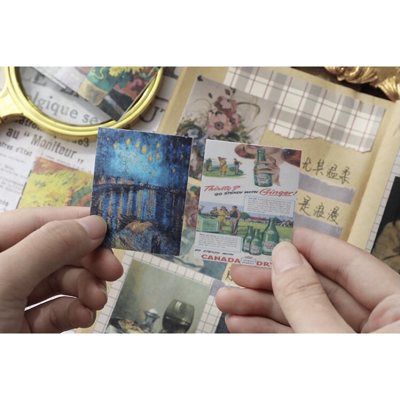 KimiTape Quyển 50 tờ giấy nền vintage trang trí Nhật ký, Bullet Journal